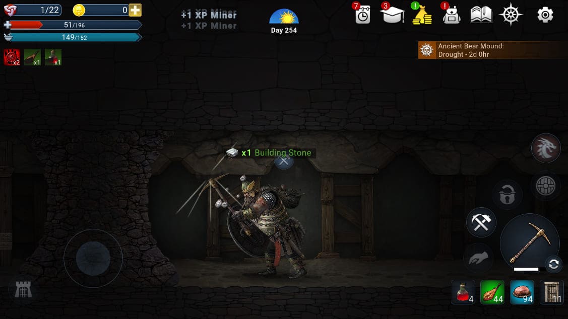 Berserker wydobywający kamień w podziemiach Niffelheim